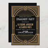 素晴らしインスパイアアールデコ婚約パーティ 招待状 (正面/裏面)