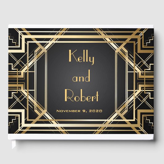 素晴らしインスパイアアールデコ結婚ズゲストブック ゲストブック (正面)