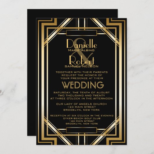 素晴らしインスパイアアールデコ結婚式招待状 招待状 (正面/裏面)