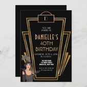 素晴らしインスパイアアールデコ誕生日パーティーへの招待 招待状 (正面/裏面)