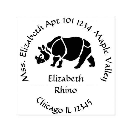 素晴らしインディアンユニコーンRhinoの名前アドレス セルフインキングスタンプ (デザイン)
