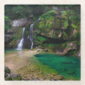 素晴らしウォーターフォールVirje，スロベニアのポスター ガラスコースター (正面)