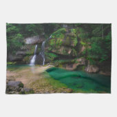 素晴らしウォーターフォールVirje，スロベニアのポスター キッチンタオル (横)