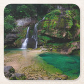 素晴らしウォーターフォールVirje,スロベニアのポスター スクエアペーパーコースター (正面)