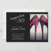素晴らしエレガントい50ハイヒールレッドグラムスパークル 招待状 (正面)