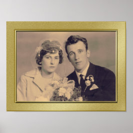 素晴らしエレガント縁ど金ゴールド写真カスタムポスター ポスター