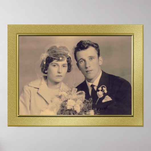 素晴らしエレガント縁ど金ゴールド写真カスタムポスター ポスター (正面)
