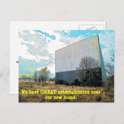 素晴らしエンターテイメント近く – 住所おもしろいの変更 案内ポストカード (正面/裏面)
