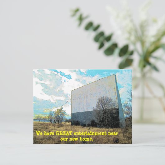素晴らしエンターテイメント近く – 住所おもしろいの変更 案内ポストカード (スタンド正面)