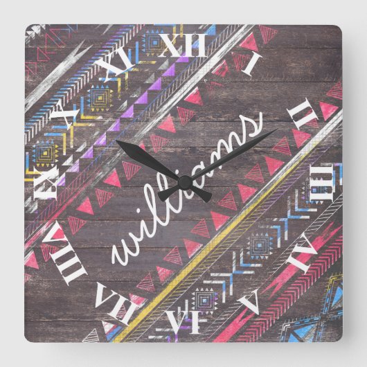 素晴らしカッコいいアステカトレンディー スクエア壁時計 (正面)