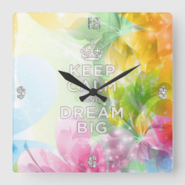 素晴らしカッコいいトレンディー引用文保「Calm and Dream Big」 スクエア壁時計