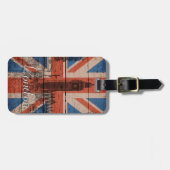 素晴らしカッコいいトレンディー旧グランジ木英国国旗 ラゲッジタグ (正面横)