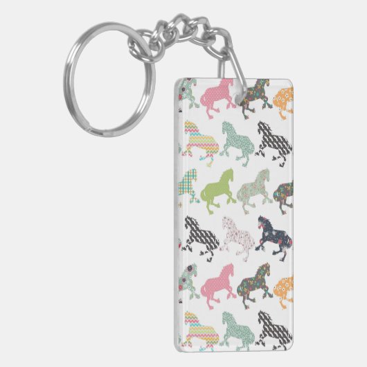 素晴らしカッコいいトレンディー馬のパターン、ヴィンテージフローラ キーホルダー (正面左)