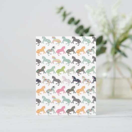 素晴らしカッコいいトレンディー馬のパターン、ヴィンテージフローラ ポストカード (スタンド正面)