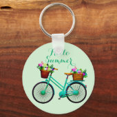 素晴らしカッコいい驚くべき緑の自転車花 キーホルダー (正面)