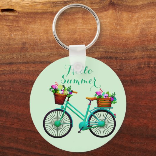素晴らしカッコいい驚くべき緑の自転車花 キーホルダー (正面)
