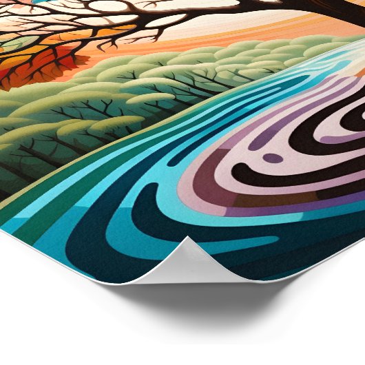 素晴らしカラフルオペアートツリーポスター ポスター (角)