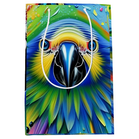 素晴らしカラフル絵を描（ばちゃばちゃ）跳ねる ミディアムペーパーバッグ (正面)