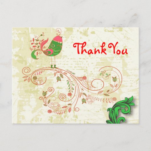 素晴らしガーリーカッコいいレトロフローラファッション ポストカード (正面)