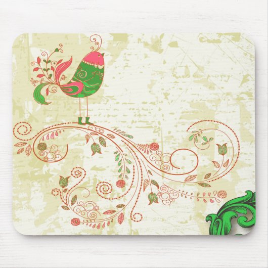 素晴らしガーリーカッコいいレトロフローラファッション マウスパッド (正面)