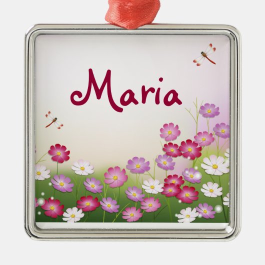 素晴らしガーリーカッコいいレトロフローラファッション メタルオーナメント (正面)