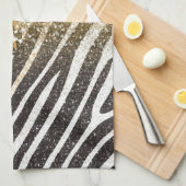 素晴らしガーリートレンディー金ゴールドヒョウとゼブラの紋章 キッチンタオル (四つ折り)