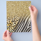 素晴らしガーリートレンディー金ゴールドヒョウ及びゼブラプリント チラシ (手)