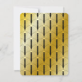 素晴らしギャツビーアールデコ結婚の華やかな金ゴールド&ブラック 出欠カード (裏面)