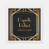 素晴らしギャツビーアールデコ結婚ズパーソナライズされたナプキン スタンダードカクテルナプキン (正面)