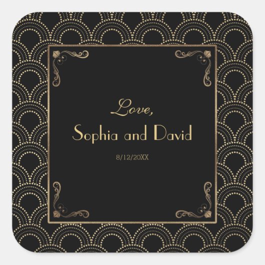 素晴らしギャツビーヴィンテージ1920年代のアールデコ結婚 スクエアシール (正面)