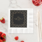 素晴らしギャツビーヴィンテージ1920年代のアールデコ結婚 縁ありランチョンナプキン (インサイチュ)