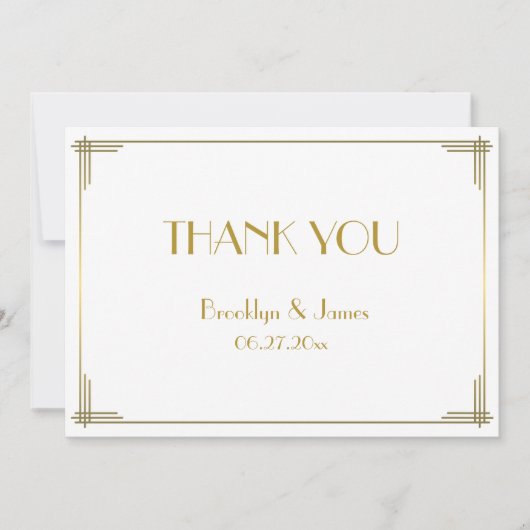 素晴らしギャツビー金ゴールド結婚アールデコサンキューカード サンキューカード (正面)