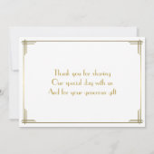 素晴らしギャツビー金ゴールド結婚アールデコサンキューカード サンキューカード (裏面)