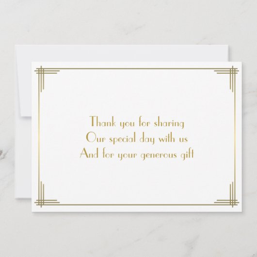 素晴らしギャツビー金ゴールド結婚アールデコサンキューカード サンキューカード (裏面)