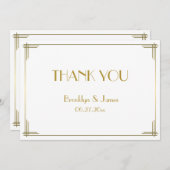 素晴らしギャツビー金ゴールド結婚アールデコサンキューカード サンキューカード (正面/裏面)
