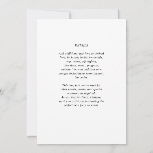 素晴らしクラシック白黒結婚MONOCHROME 招待状 (裏面)