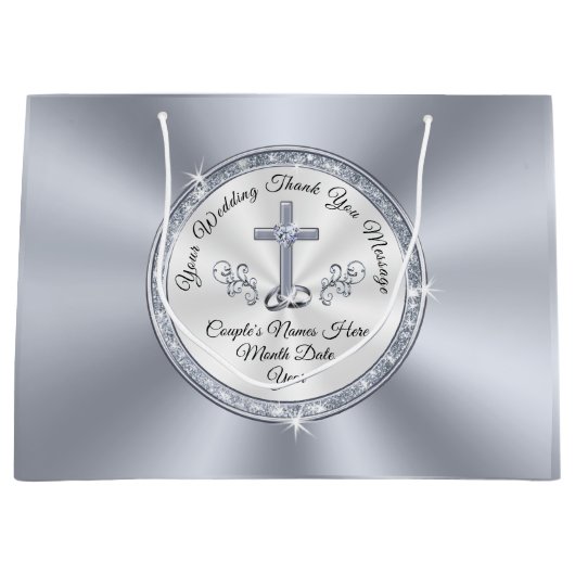 素晴らしクリスチャンパーソナライズされたの結婚抱き枕 ラージペーパーバッグ (正面)