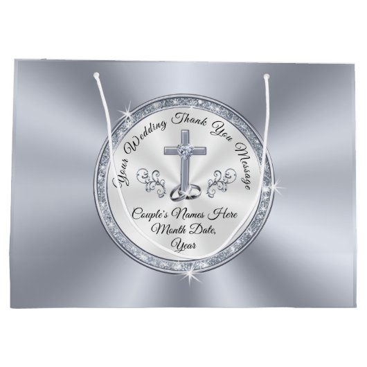 素晴らしクリスチャンパーソナライズされたの結婚抱き枕 ラージペーパーバッグ (裏面)