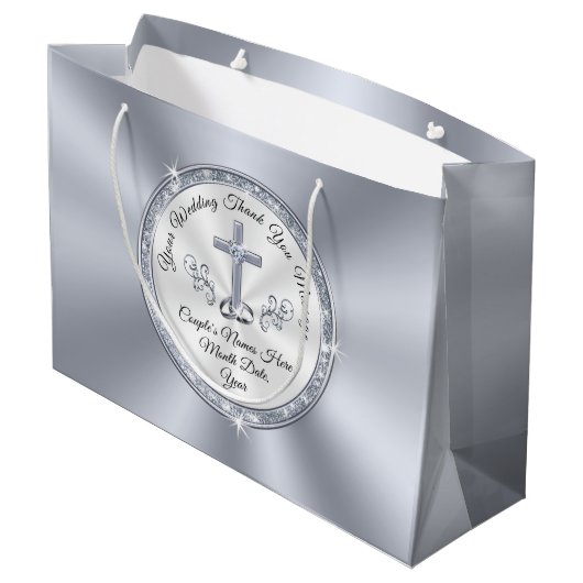 素晴らしクリスチャンパーソナライズされたの結婚抱き枕 ラージペーパーバッグ (裏面アングル)