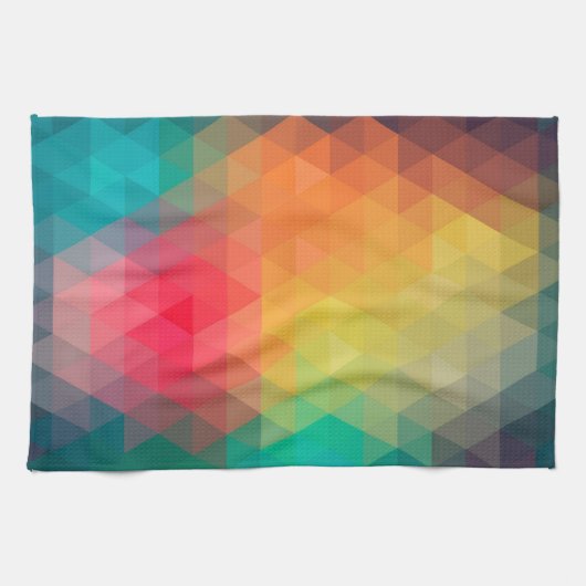 素晴らしクールトレンディーカラフル三角形パターン キッチンタオル (横)