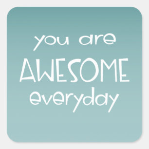 素晴らしグラデーションティール(緑がかった色) 先生シール スクエアシール