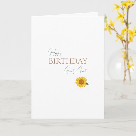 素晴らしサンフラワー叔母誕生日 カード (黄色い花)