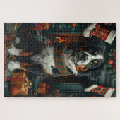 素晴らしスイス犬のクリスマスプレゼント暖炉 ジグソーパズル (横)