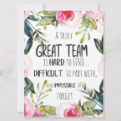 素晴らしチーム感謝していが優れたチーム引用文 カード (正面)