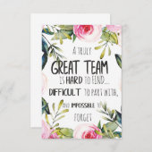 素晴らしチーム感謝していが優れたチーム引用文 サンキューカード (正面/裏面)