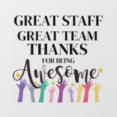 素晴らしチーム素晴らしスタッフ感謝していの署名 ウィンドウサイン (シート)