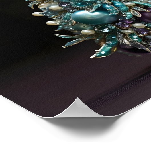 素晴らしティール（緑がかった色）と紫のクリスマスツリー ポスター (角)