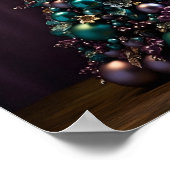 素晴らしティール(緑がかった色)と紫のクリスマスツリー ポスター (角)