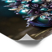 素晴らしティール(緑がかった色)と紫のクリスマスツリー ポスター (角)