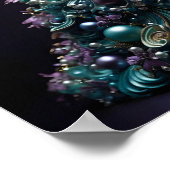 素晴らしティール(緑がかった色)と紫のクリスマスツリー ポスター (角)